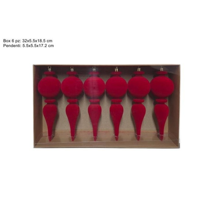 PENDENTI 17.2CM 6PZ ROSSO VELLUTO